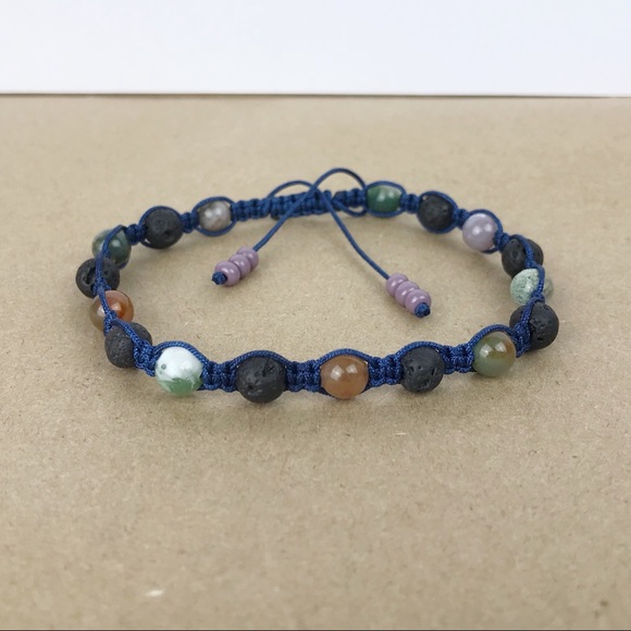 Handmade} Indian Agate & Black Lava Rock Bracelet - Picture 2 of 5